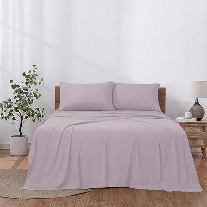 Modern Threads Soft Microfiber Solid Sheets - Luxurious Microfiber Bed Sheets - Includes Flat Sheet, Fitted Sheet with Deep Pockets, & Pillowcases Dusty Mauve Full