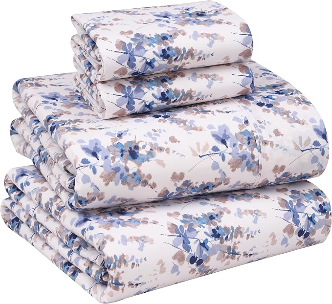 RUVANTI Queen Cotton Percale Bed Linen Set Soft Breathable - Deep Pocket 4Pcs Maple