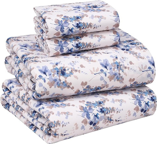 RUVANTI Queen Cotton Percale Bed Linen Set Soft Breathable - Deep Pocket 4Pcs Maple