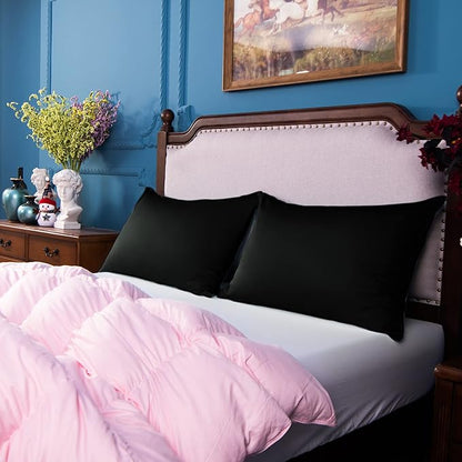 NTBAY Egyptian Cotton Queen Pillowcases - Set of 2, 500 Thread Count Cotton Pillowcases - Soft and Breathable Envelope Closure Pillow Cases - 20x30 Pillow Covers for Bed, Black