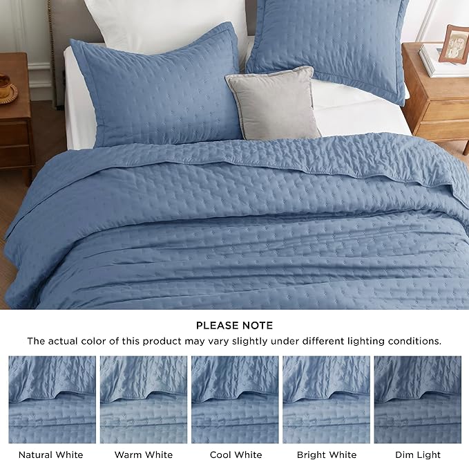 Bedsure Twin Quilt - Ultra Soft Twin XL Quilt Bedding for Dorm Decor, Lightweight All-Season Comforter, Mineral Blue Bedspread Coverlet with Clover Pattern, 68 x 86 Inches | Stitch-Free Quilting, Ultra Soft, Lightweight, Machine Washable, Pet-Friendly