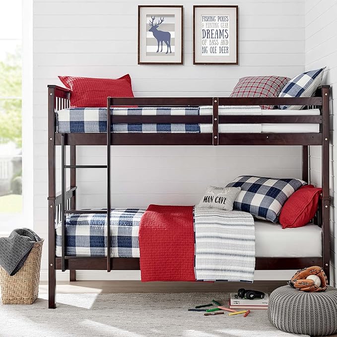Levtex Home - Camden Quilt Set -Twin/Twin XL Quilt (68 x 86 in.) + One Standard Pillow Sham (26 x 20 in.) - Buffalo Check in Navy and Cream - Reversible Pattern - Cotton