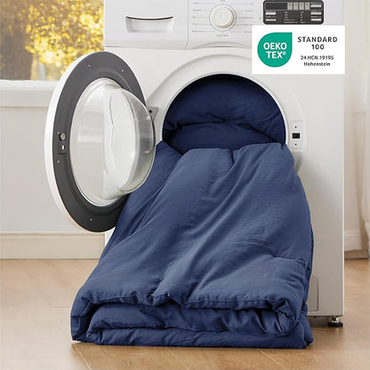 Bedsure King Comforter Set, Navy Soft Prewashed Bedding for All Seasons, 3 Pieces GentleSoft™ Bed Set, 1 Lightweight Comforter (104"x90") and 2 Pillowcases (20"x36")