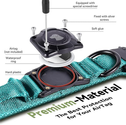 2026 Upgrade Waterproof Tactical AirTag Dog Collar, Built in AirTag Holder | Comfortable Control Handle, Quick Release Metal Buckle, Durable 1000D Nylon, For Medium to Large Dogs, Blue, M