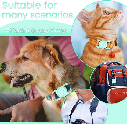SANKALA Airtag Dog Collar Holder, Waterproof, Light Green, 1 Pack | Silicone Full Body Covered, Anti-Lost Protective, Fits All Width Collars, for Apple AirTag(Gen 1 & 2), Signal Friendly