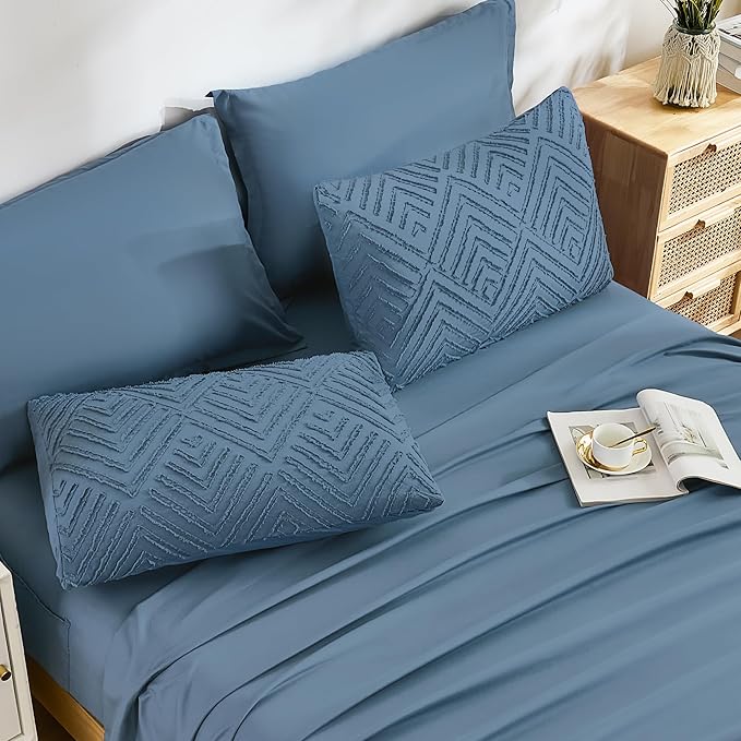 Andency Super King Comforter Set Ocean Blue - 7 Pieces Bed in a Bag Super King Bedding Comforter Sets, Tufted Lightweight Fluffy Bed Set with Comforter, Sheets, Pillowcases & Shams