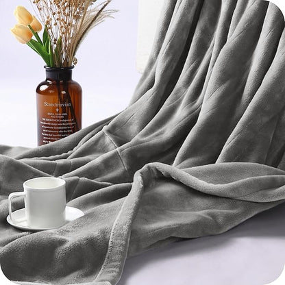 Electric Heated Blanket King Size 90"×100", Comfortable & Luxurious Flannel, 4 Heating Levels & 10 H Auto Shut Off, Light Grey
