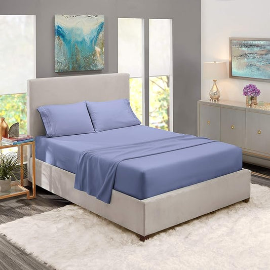 Nestl Full Sheet Set - Luxury 1800 Ultra-Soft Microfiber Full Bed Sheets - Double Brushed - Deep Pockets - Easy Fit - 4 Piece Set - Bedding Sheets & Pillowcases (Full, Stone Blue)