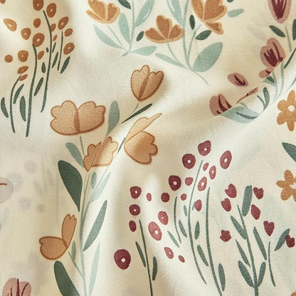 Wake In Cloud - Floral Pillow Cases, Botanical Flower Coquette Cottagecore Shabby Chic Aesthetic, Set of 2 Soft Pillowcases Pillow Shams Covers, Orange Cream, Standard Size 20x26 Inches
