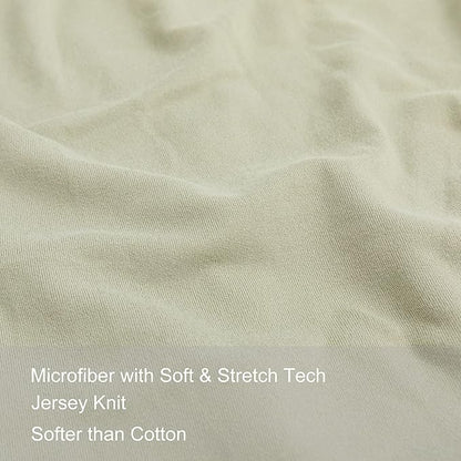 2-Pack Stretch Pillow Cases - Jersey Knit & Envelope Closure Pillowcases with Ultra Soft T-Shirt Like Polyester Blend - Suitable for Queen or Standard Size Set of 2, Sage Green