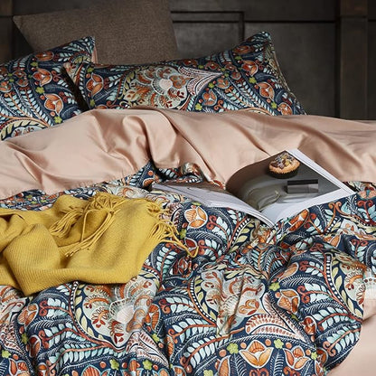 Cupocupa Duvet Cover Set;Duvet Cover Full Bedding Set Fluffy Boho Duvet Cover Set Paisley Floral Bedding Collection Duvet Cover with Pillowcases