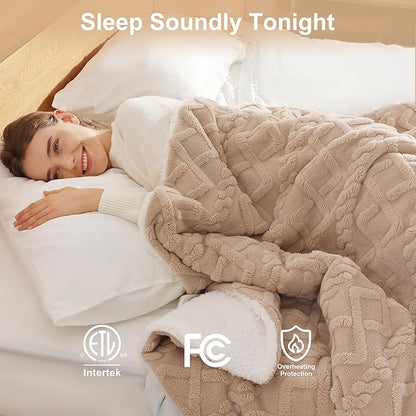 Heated Blanket King Size 90"x100" - Washable Dual Control Heated Blankets with 5 Heat Levels and 10 Hours Auto-off, ETL & FCC Certified and Overheat Protection, House Warming Gifts New Home (Beige)