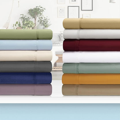 Superior 1200 Thread Count 100% Egyptian Cotton, Soft and Breathable, 2-Piece King Pillowcase Set Solid, Burgundy