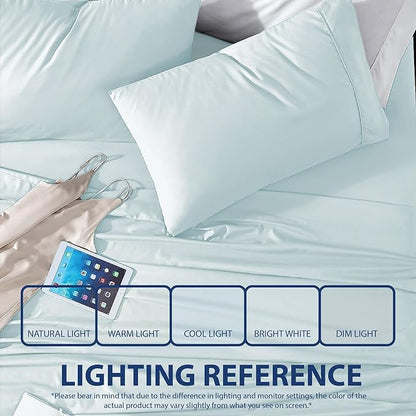 Cathay Home Essentials Ultra Soft Hypoallergenic Wrinkle Resistant Double Brushed Microfiber Bedding Sheet Set, Aqua, Full