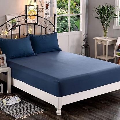 Elegant Comfort 1500 Premium Hotel Quality 1-Piece Fitted Sheet, Softest Quality Microfiber - Deep Pocket up to 16 inch, Wrinkle and Fade Resistant, Full, Navy Blue