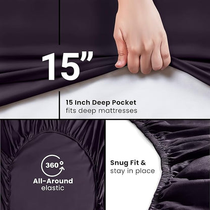 Utopia Bedding Queen Fitted Sheet - Bottom Sheet - Deep Pocket - Soft Microfiber - Shrinkage and Fade Resistant - Easy Care -1 Fitted Sheet Only (Purple)