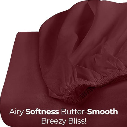 Utopia Bedding Queen Fitted Sheet - Bottom Sheet - Deep Pocket - Soft Microfiber - Shrinkage and Fade Resistant - Easy Care -1 Fitted Sheet Only (Red Burgundy)
