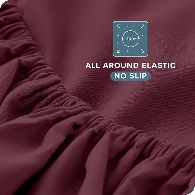 Bare Home Twin XL Sheet Set - 1800 Ultra-Soft Microfiber Twin Extra Long Bed Sheets - Double Brushed - Deep Pockets - Easy Fit - 3 Piece Set - Bedding Sheets & Pillowcases (Twin XL, Burgundy)