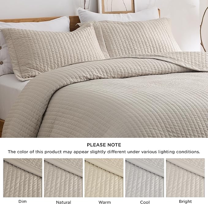 Bedsure Quilts King Size - King Quilt Bedding Set Bedspread Coverlet for Farmhouse Bedroom Decor, Lightweight Bedspread, 3-Piece Set with 106"x96" Coverlet & 2 Pillow Shams, All-Season Soft Comforter