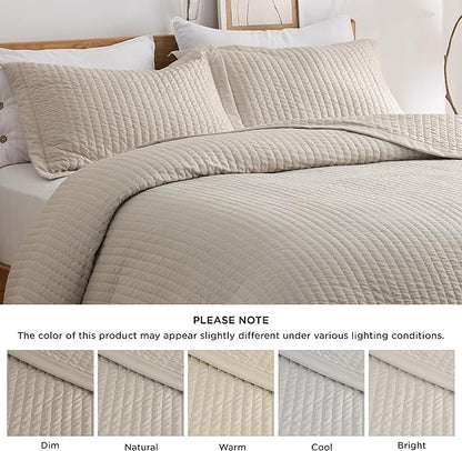 Bedsure Quilts King Size - King Quilt Bedding Set Bedspread Coverlet for Farmhouse Bedroom Decor, Lightweight Bedspread, 3-Piece Set with 106"x96" Coverlet & 2 Pillow Shams, All-Season Soft Comforter
