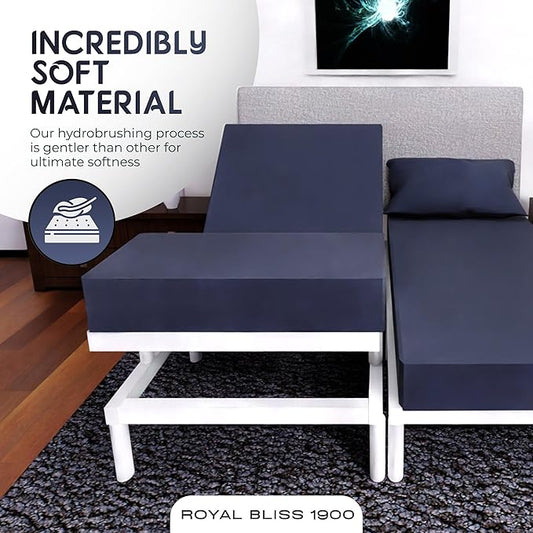 | Split Queen Sheets | 5 Pcs Set of Adjustable Bed Sheets | Soft, Wrinkle-Resistant Navy Blue