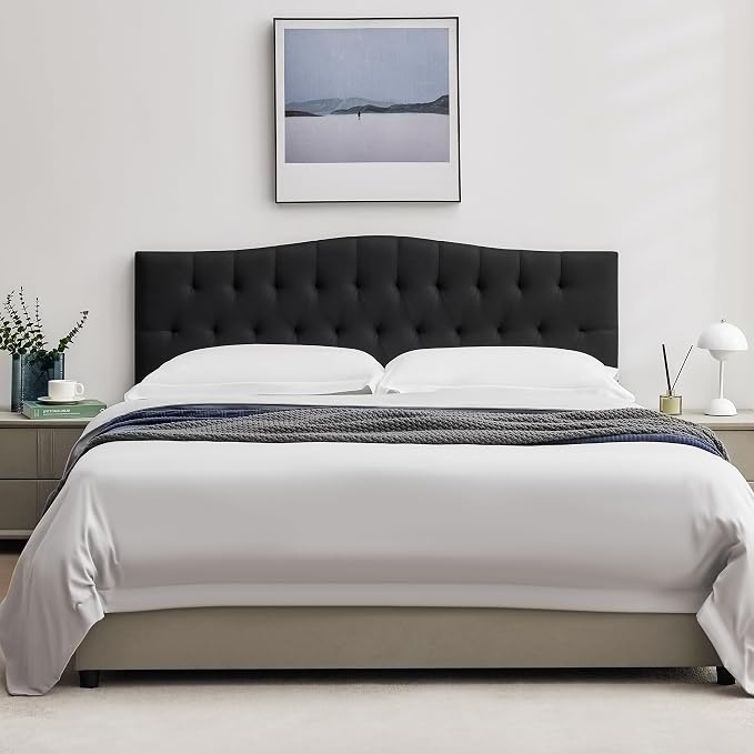 Tufted Upholstered Full Size Headboard Only, Adjustable 38-50 in | Full Headboard for Full Size Bed, Durable Linen Fabric Headboards, Modern Diamon Design Wood Head Board