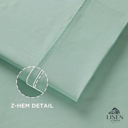 Linen Home 100% Cotton Percale Pillowcases King Size, Pastel Turk, 2 Pieces of Pillow Case, Crisp and Cool Strong Bed Linen, 20 inches X 40 inches