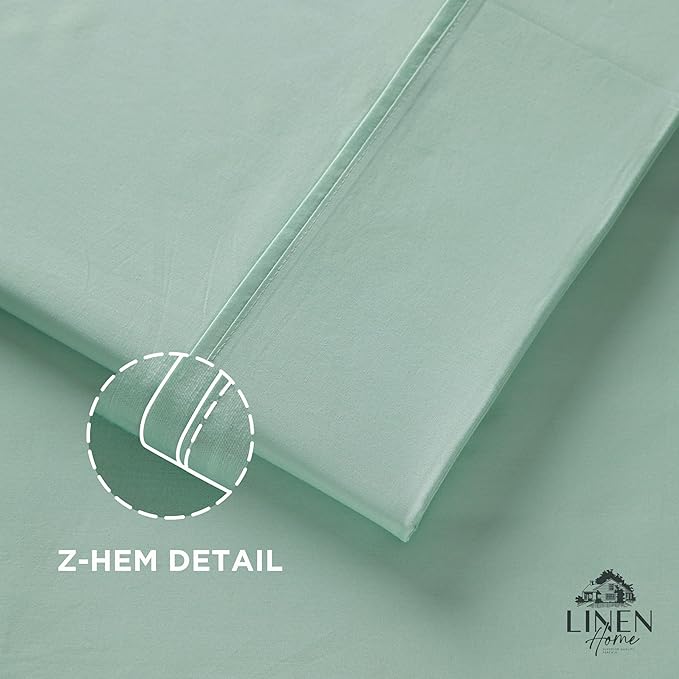 Linen Home 100% Cotton Percale Pillowcases Queen Size, Pastel Turk, 2 Pieces of Pillow Case, Crisp and Cool Strong Bed Linen, 20 inches X 30 inches
