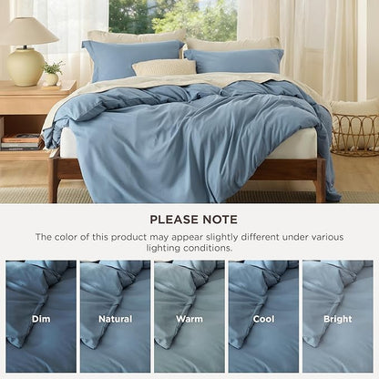 Bedsure Duvet Cover Oversized Queen Size - Soft Double Brushed Bedding Set for Kids & Adults, Zipper Closure, 3 Pieces, Includes 1 Duvet Cover (98"x98") & 2 Pillow Shams, NO Comforter, Mineral Blue