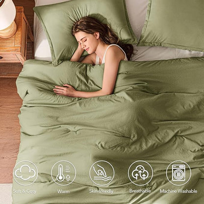 Twin Comforter Set OliveGreen,2PCS Soft Lightweight Breathable Bedding Comforter Sets for All Season, Twin Size(68''×90'' Comforter & 1 Pillowcase)