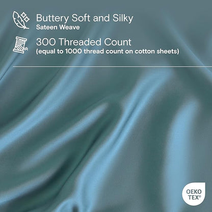 DOZ Sheet Set, 100% Viscose derived from Bamboo, Organically Grown, Buttery Soft, Cooling Sheets, High GSM, Deep Pockets - 2 Piece - 1 Pillowcase 1 Fitted Sheet (Teal, Twin XL)