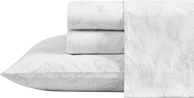 Eddie Bauer - Twin Sheet Set, Cotton Percale Bed Sheets, Crisp & Cool, Ideal Dorm Essentials (Fish ATOL, Twin)