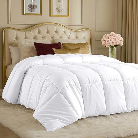 Utopia Bedding Comforters King Size, All Season Duvet Insert, Down Alternative Box Stitched Bed Comforter with Corner Tabs, Machine Washable (White, Pack of 3)
