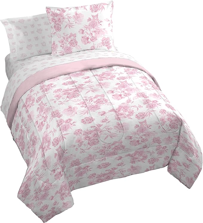 Jay Franco Comforter Set Includes Sheets and Pillow Covers - Soft and Cozy Bed Set for Stylish Room Decor, Official Licensed Bedding, Multi - Hello Kitty, 7 Piece King