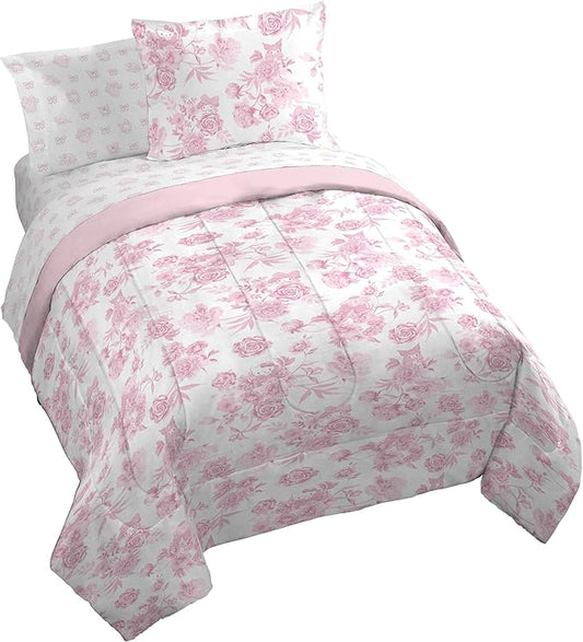 Jay Franco Comforter Set Includes Sheets and Pillow Covers - Soft and Cozy Bed Set for Stylish Room Decor, Official Licensed Bedding, Multi - Hello Kitty, 7 Piece King