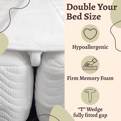 Greaton, 74.8” Bed Bridge Pad | Twin to King Mattress Converter Kit | Gap Filler for Adjustable Mattresses | Good for Guests Stay Overs & Family Room, White