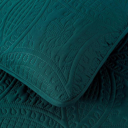Chezmoi Collection Austin 3-Piece Oversized Bedspread Coverlet Set (King, Teal) | Oversized, Lightweight, Fade Resistant