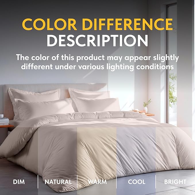 White Classic Beige Duvet Cover Queen Size, Microfiber Duvet Cover with Zipper, Set of 1 Down Comforter Cover with 2 Pillow Shams, Comforter Not Included