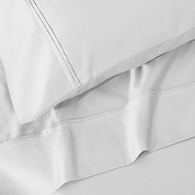 Superior 1200-Thread Count Egyptian Cotton Solid Pillowcase Set, Platinum, King