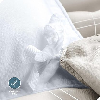 Bare Home Bedding Duvet Cover Queen Size - Premium 1800 Super Soft Collection - Lightweight, Duvet Cover - Soft Textured Bedding (Queen, Modern Plaid - Stone/White)