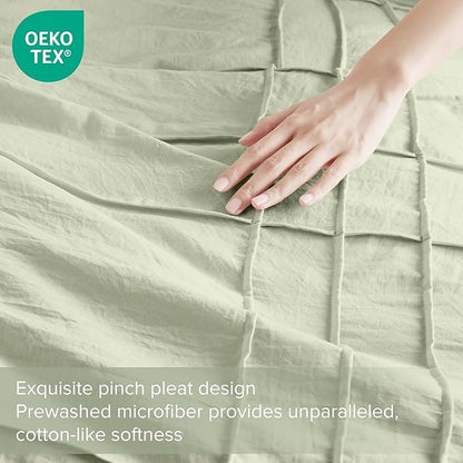 Comfort Spaces Sage All Season Lightweight Comforter Set - 3 Piece Pintuck Pleated Bedding Set, Extra Soft Pre-Washed Microfiber, Shams, King/Cal King