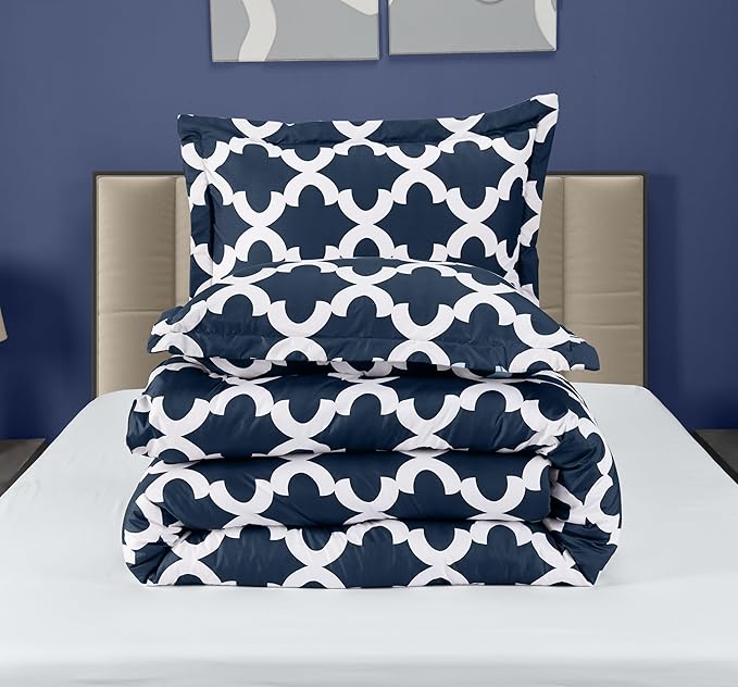 King Comforter Set 3 Piece Navy by Utopia Bedding, Printed Comforters King Size, Bedding Comforters Sets, Down Alternative Soft Bed Set, 1 Comforter (90 x 102 inches) 2 Pillow Shams (20 x 36 inches)