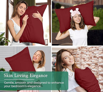 Royale Linens King Pillowcase Set of 2 - Bed Pillow Cover - 20" x 40" -Coral Pillowcases - 1800 Brushed Microfiber, Wrinkle & Fade Resistant - Soft & Cozy- King Size Pillow Case (King, Tango Red)