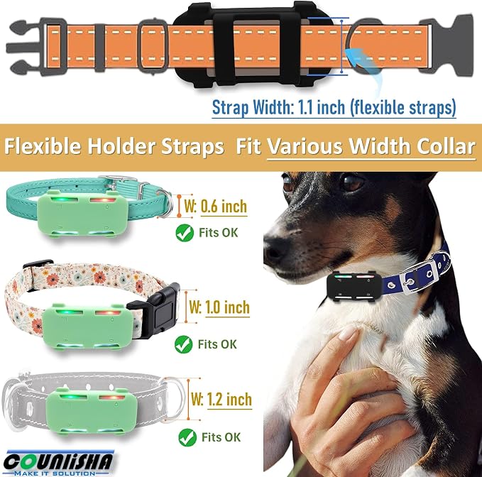 2 Pack Silicone Holder for Tractive GPS Dog Tracker (2025) for pet Collar | durable rubber cover,secure durable case compatible for tractive dog 6 finder tag for necklace (black,green)