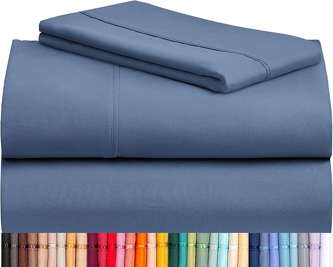 LuxClub Twin XL Sheets - Soft Twin Bed Sheets for-Boys-and-Girls-3 PC Deep Pockets 18" Eco Friendly Wrinkle Free-Kids-Fitted Sheets Machine Washable Hotel Bedding Silky Soft - Oxford Twin XL