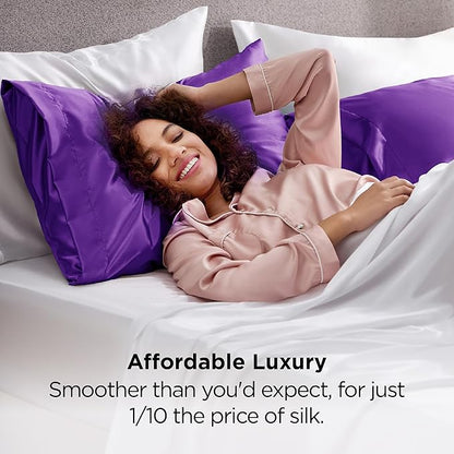 Bedsure Polyester Pillowcases, Polyester Pillow Cases Queen Size Set of 2, Purple Pillow Case for Sleeping Women with Envelope Closure, Gifts for Women Men, 20x30 Inches, 2pcs