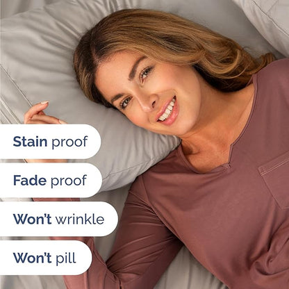 Bulk Case Pack of 10 Sheet Sets - (10) Complete Sheet Sets - Bulk Split King Bedding - Wholesale Case Pack for Hotel & Airbnbs - Deep Pocket & Fade Free - Cooling & Breathable - Split King, Light Grey