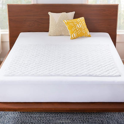 Linenspa Waterproof Mattress Pad – 44" x 52" Non Slip Waterproof Sheet and Mattress Protector – Highly Absorbent, Machine Washable, Quilted – Fits Full & Queen, White
