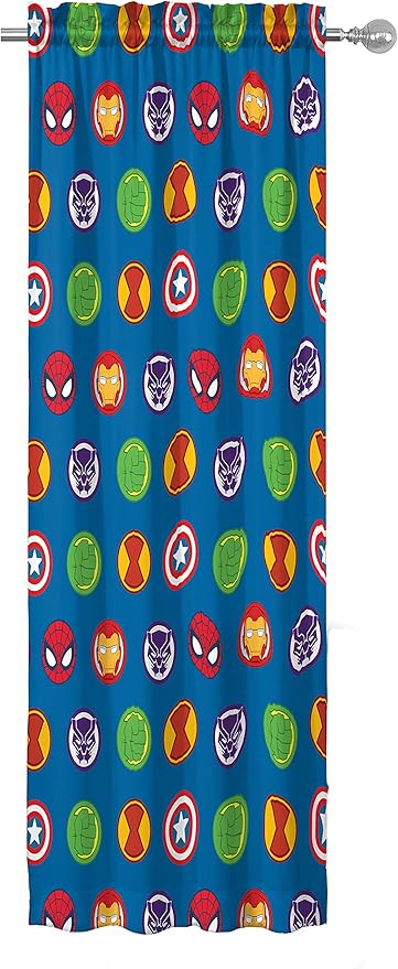 Jay Franco Marvel Super Hero Adventures Double Team 63" Inch Drapes - Beautiful Room Décor & Easy Set Up, Bedding Features The Avengers - Curtains Include 2 Tiebacks, 4 Piece Set