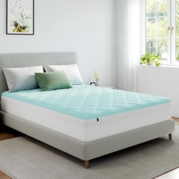 Novilla Cooling Mattress Topper Queen Size,Mattress Pad with Deep Pocket for 8-21" Mattress,Soft Mattress Cover for Back Pain Relief,3D+7D Down Alternative Bed Topper for Hot Sleepers